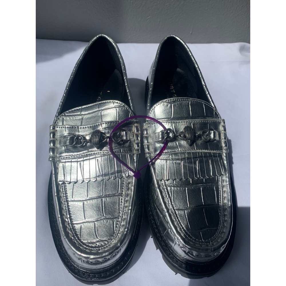 Kurt Geiger Silver Croc-Embossed Loafers